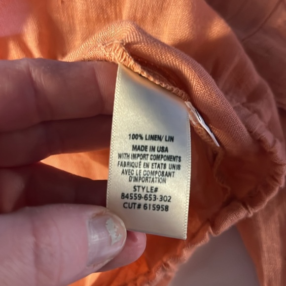 Bella Dahl Linen Cropped Neck Tie Long Sleeve Pullover Top Size Medium Beachy - Picture 6 of 9